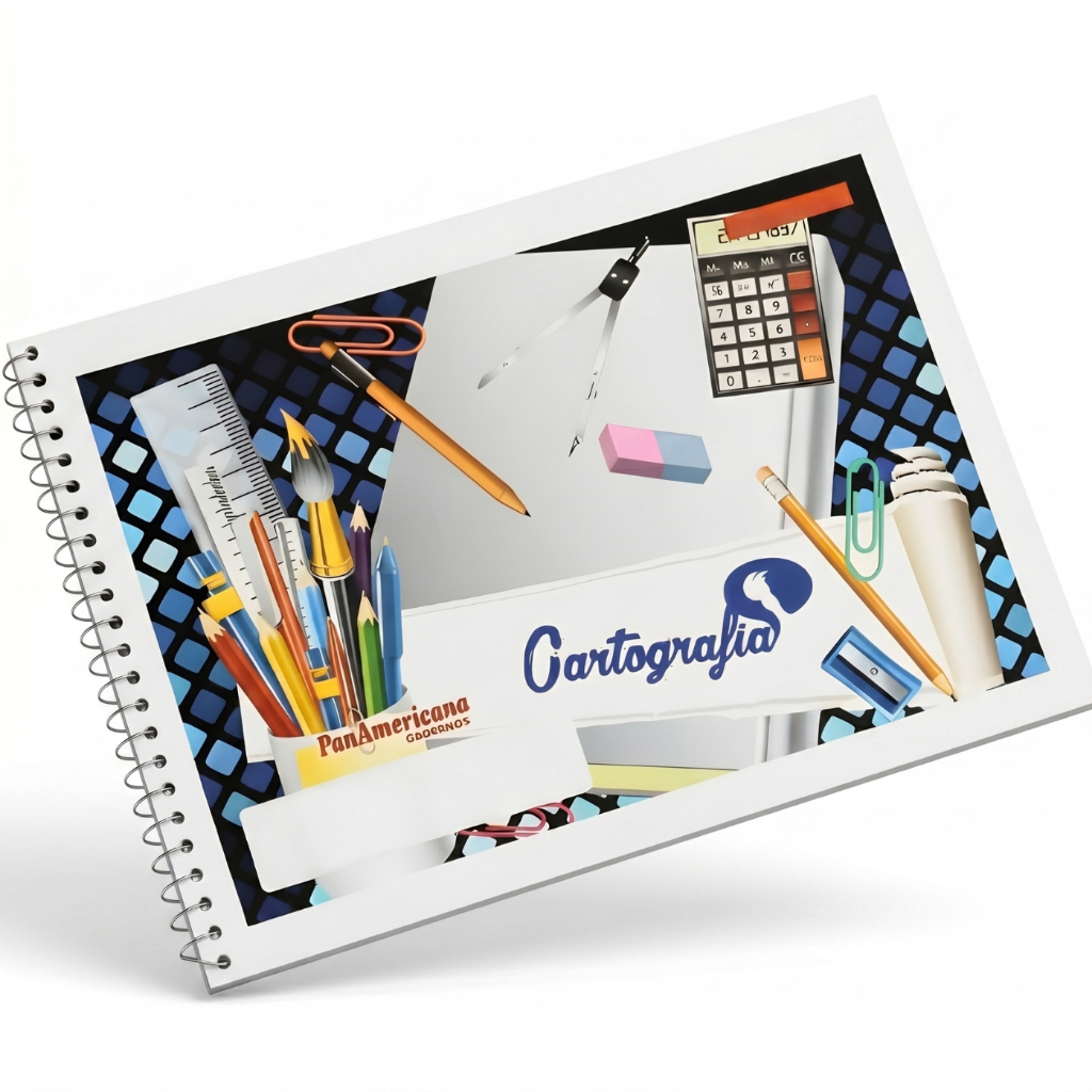 Caderno de Cartografia 80 Folhas Brancas – Ideal para Desenho, Escola e Volta às Aulas