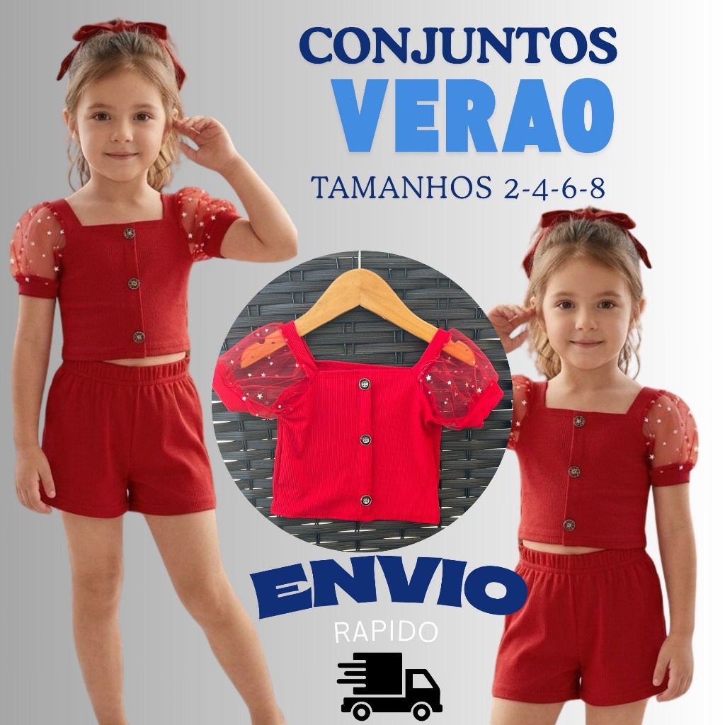 Conjuntos Infantil Casual Feminino Menina Canelado Tam 2 ao 8