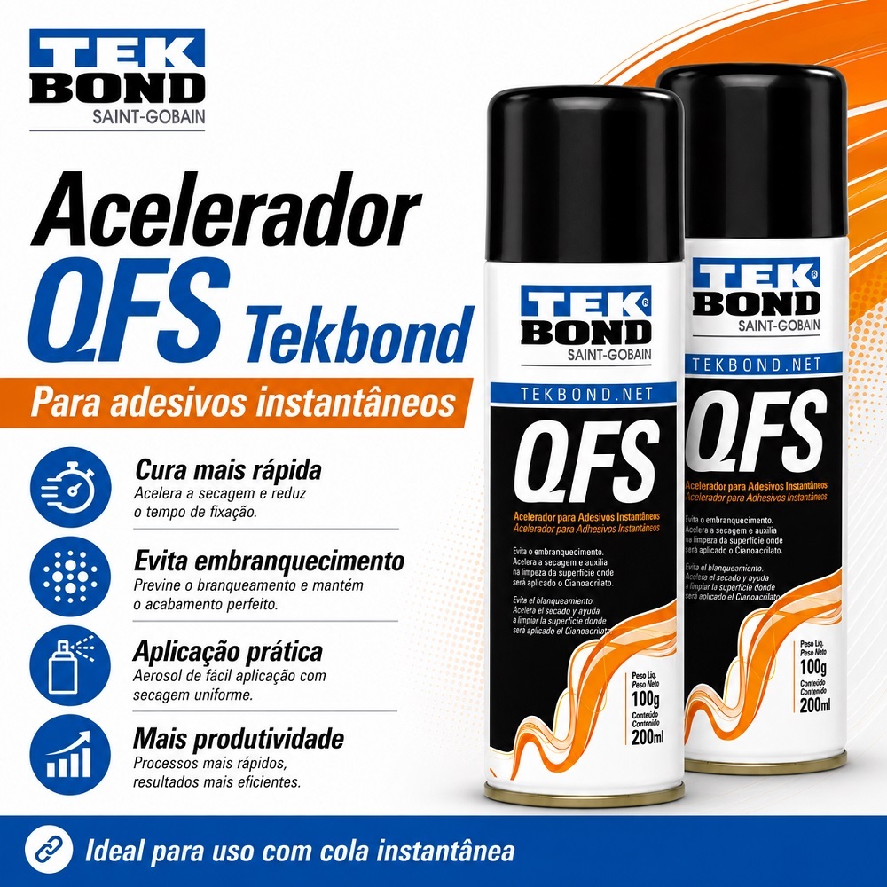 Acelerador Qfs Para Colas De Cianocrilato Tekbond 200m 2 Unidades - Acelerador Cola Instantânea