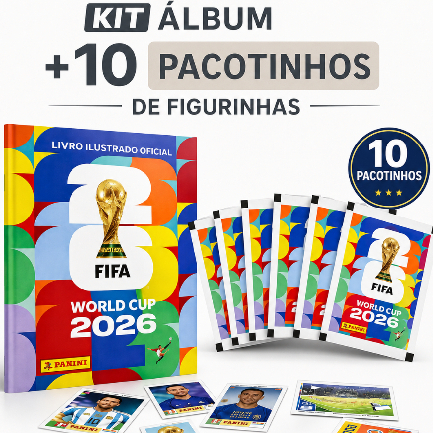 Album Brochura + 70 Figurinhas Oficial Copa do Mundo 2026 - Capa Mole