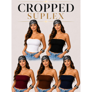 Cropped Tube Top Suplex Faixa Blusa Feminino Tubinho Básico Blogueira Premium Modelagem Perfeita