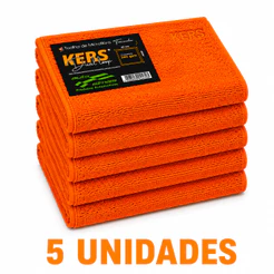 Kit 5 Flanelas de Microfibra 40x40cm 360gsm Orange Laranja Dual Loop Kers
