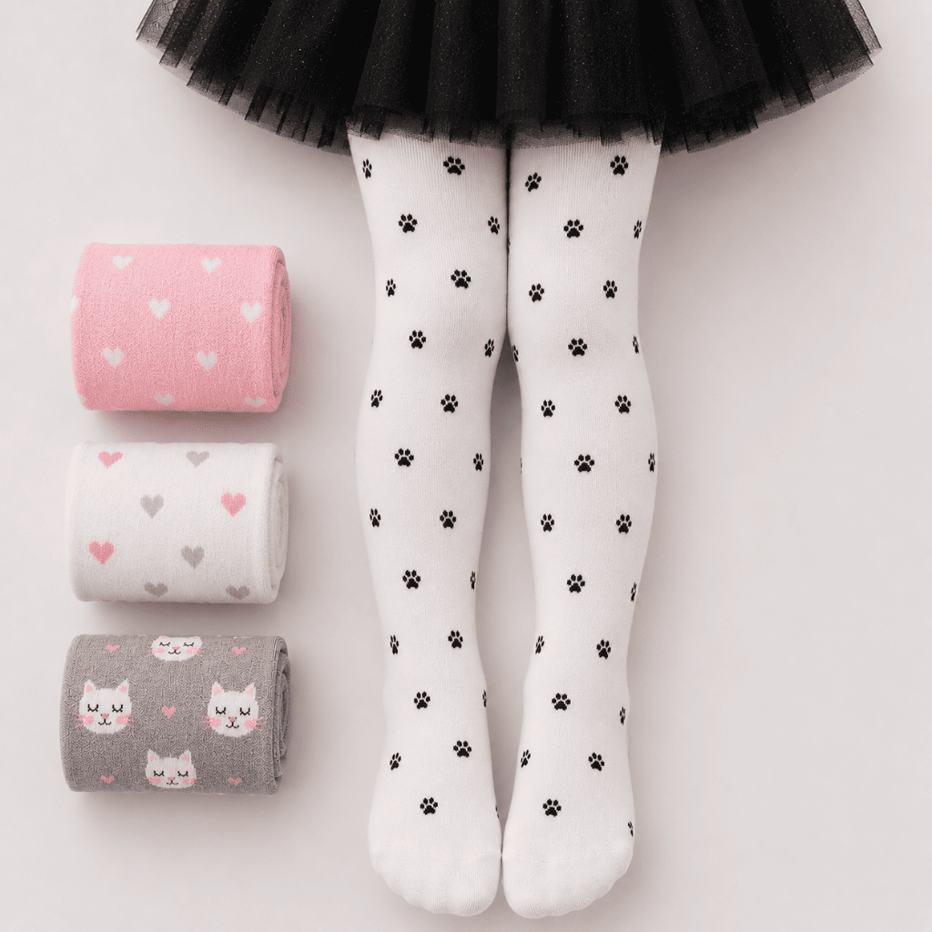 Kit 3 Meias Calça Infantil Meninas Fio 40 Grossa Reforçada Estampada Inverno 2026