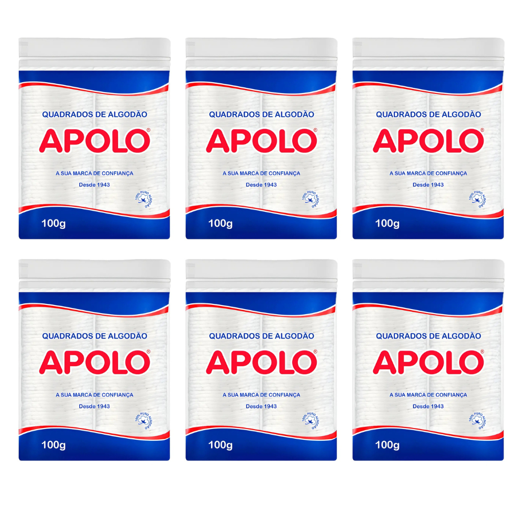 Kit 06un Apolo Algodão Quadrado 100g