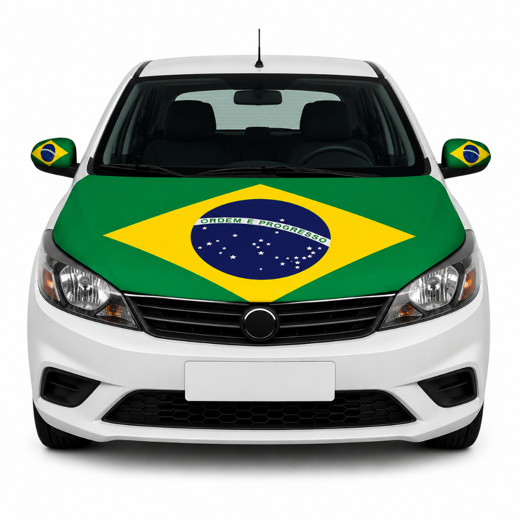 Bandeira Do Brasil Capa + Par Do Retrovisor Kit Copa Do Mundo, Hexa, Torcida