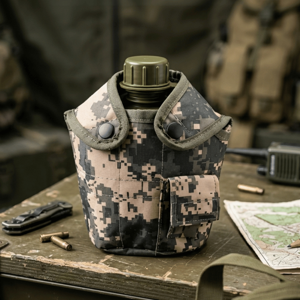 Cantil Militar 1L Camuflado Esportivo - Weeze Clink / Nylon / Camping e Trilha / Garrafa Água / Mato