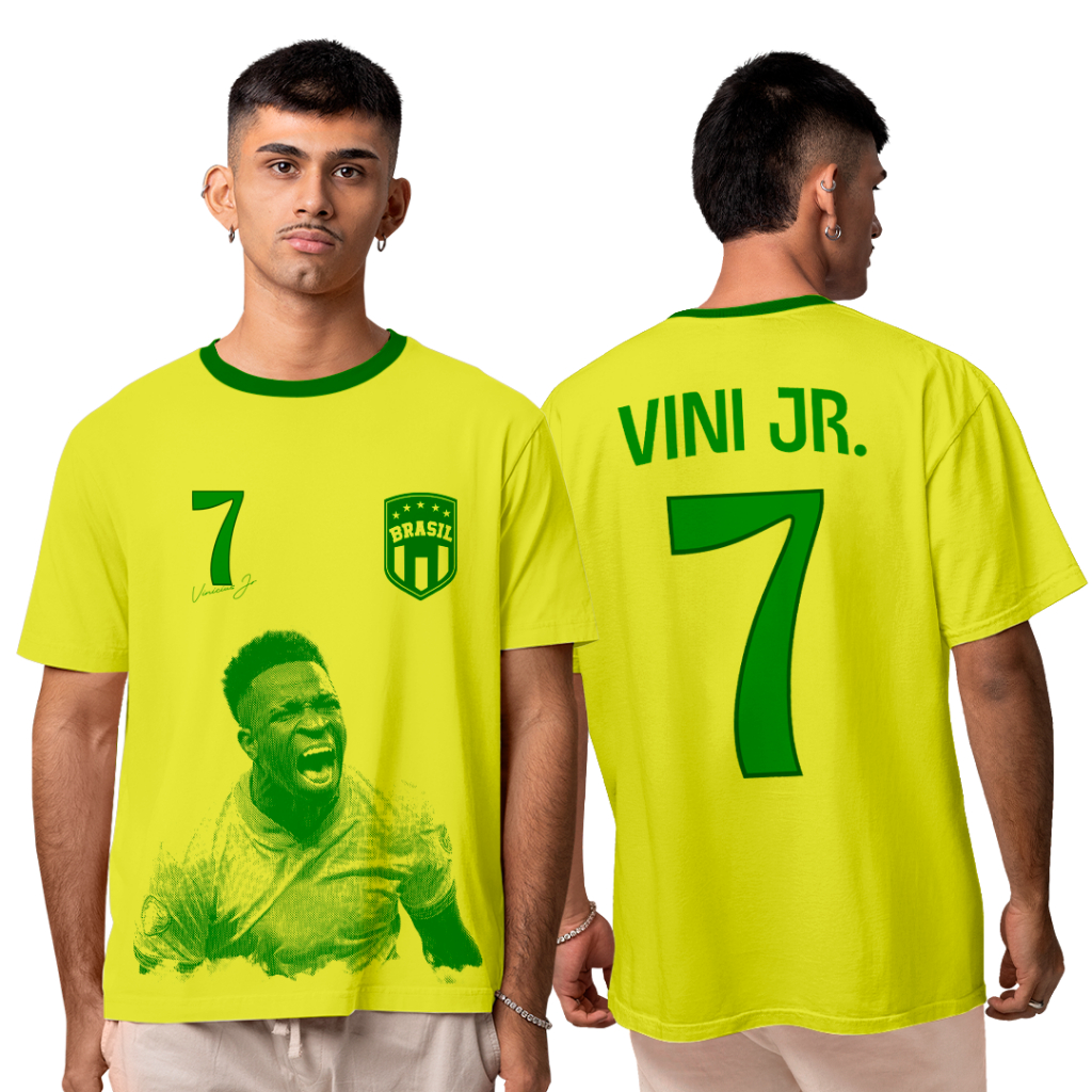 Camiseta Algodão Unissex Vinicius Copa do Mundo Brasil Core 2026 FC T-Shirt Masculino & Feminino