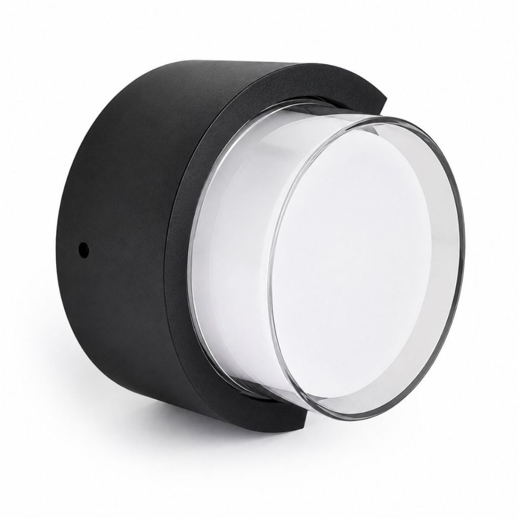 Arandela Led Externa 6w Ip65 Geoma Redonda Preta 3000k Branco quente Bivolt