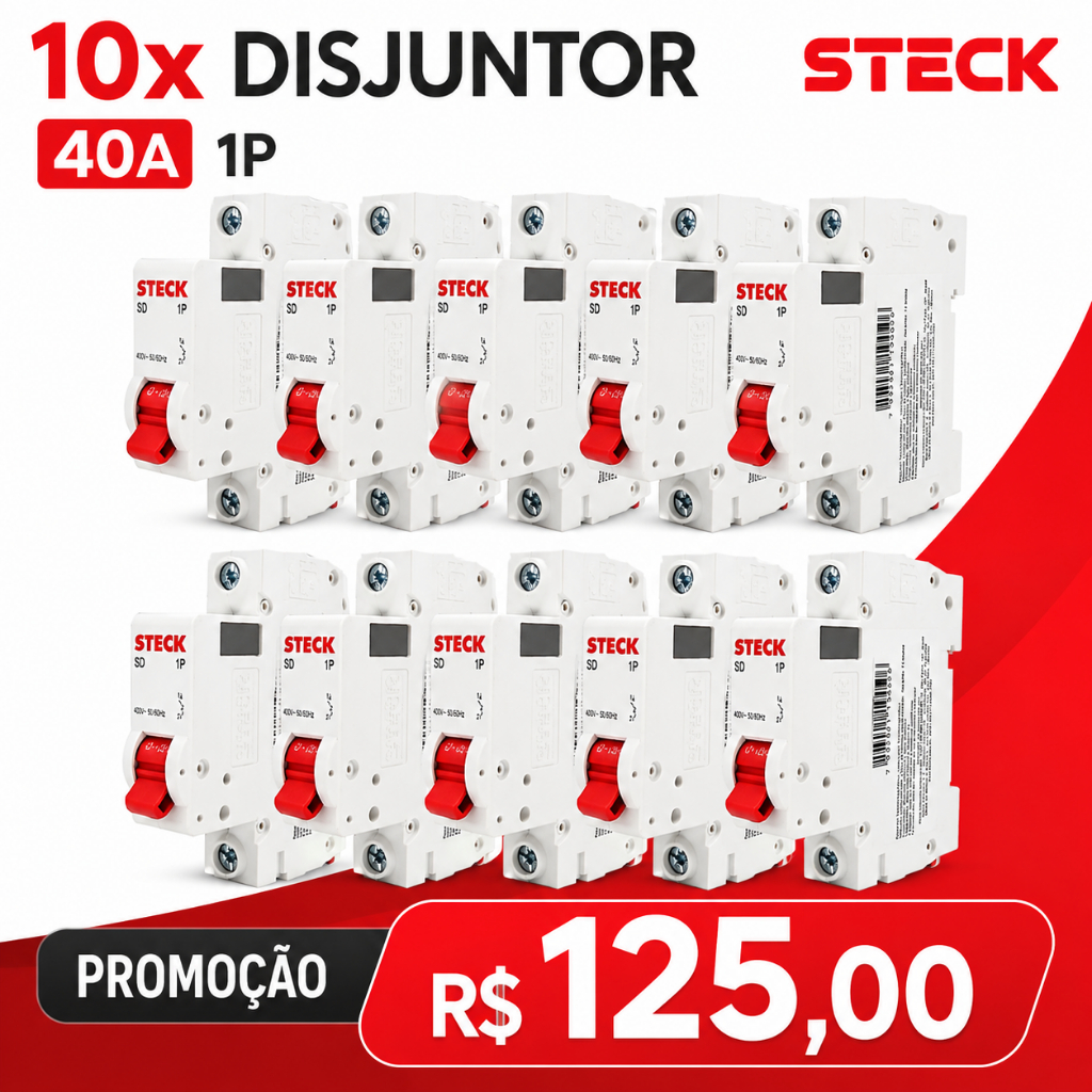 Disjuntor 40A Série Sd61 40a 1p Curva C 3ka Steck Gelo