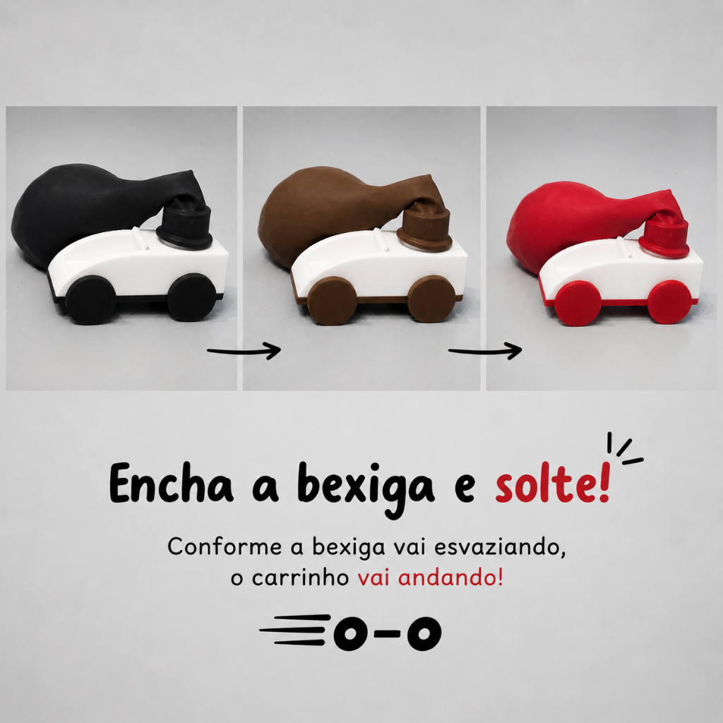 Carrinhos Bexiga Ar Enche a Bexiga Carrinho Ira Andar Ao Esvaziar a Bexiga Kit 3 Un