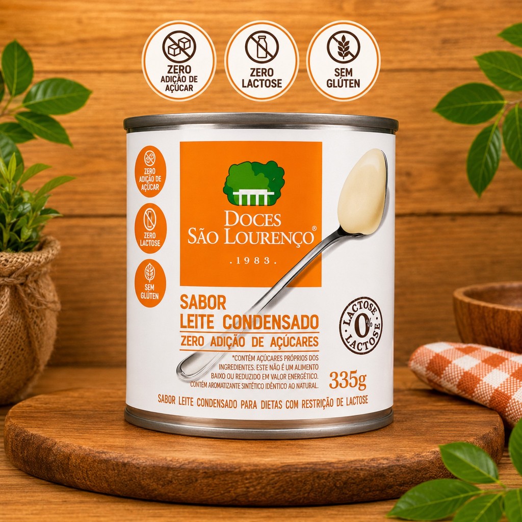 Leite Condensado Zero Açúcar Zero Lactose Sem Glúten 335g | Cremoso Gourmet São Lourenço MG