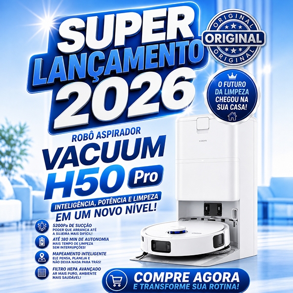 Robô Aspirador H50 Pro Mop Giratório Lavagem automática /Estação autolimpante + Poder de Sucção de 15.000Pa