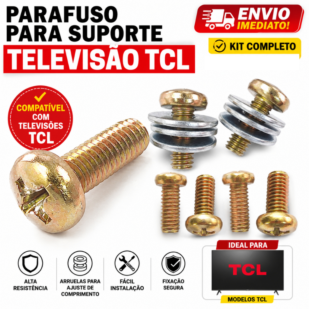 Parafuso Suporte Tv M6X16mm Kit TCL 40" 43" 50" 55"