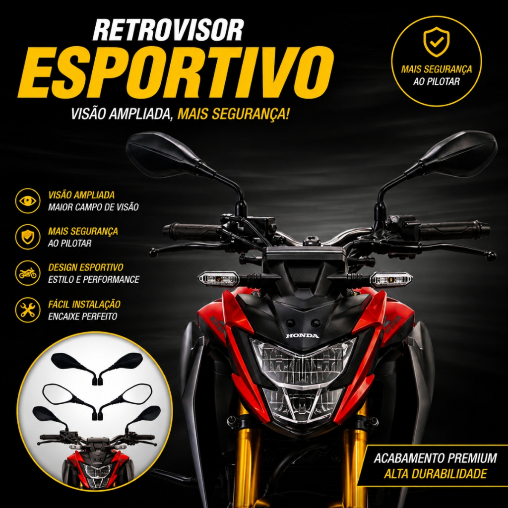 Retrovisor fixo Gs 650 F800 Bmw Fixo Convexa Rosca Honda Par universal varios modelos
