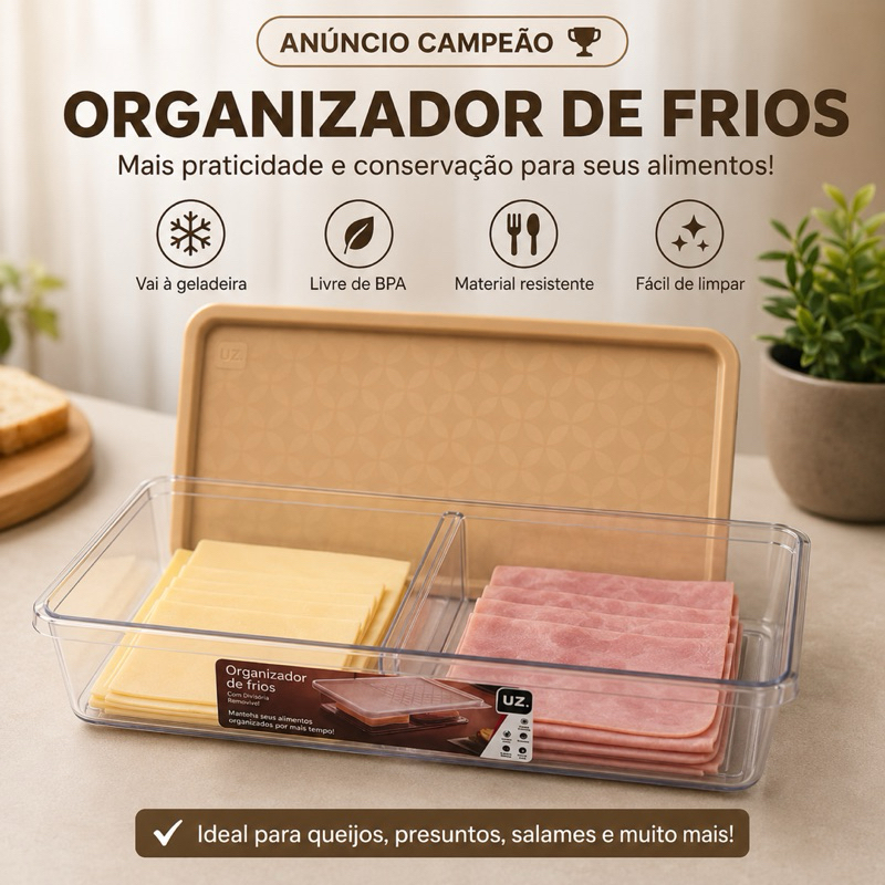 Organizador de Frios para Geladeira Porta Frios para Presunto, Queijo e Embutidos Transparente
