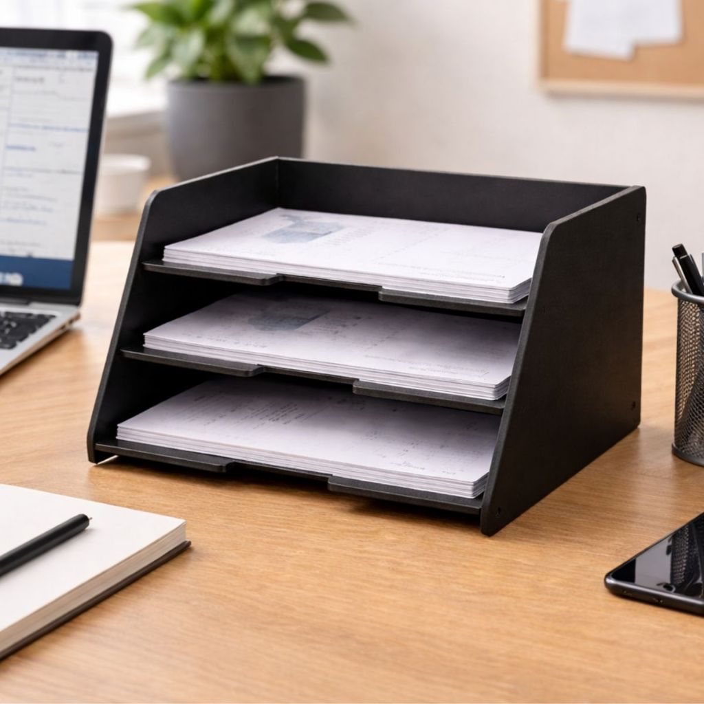 Organizador De Documentos Mdf 3 Divisórias A4 Escritório