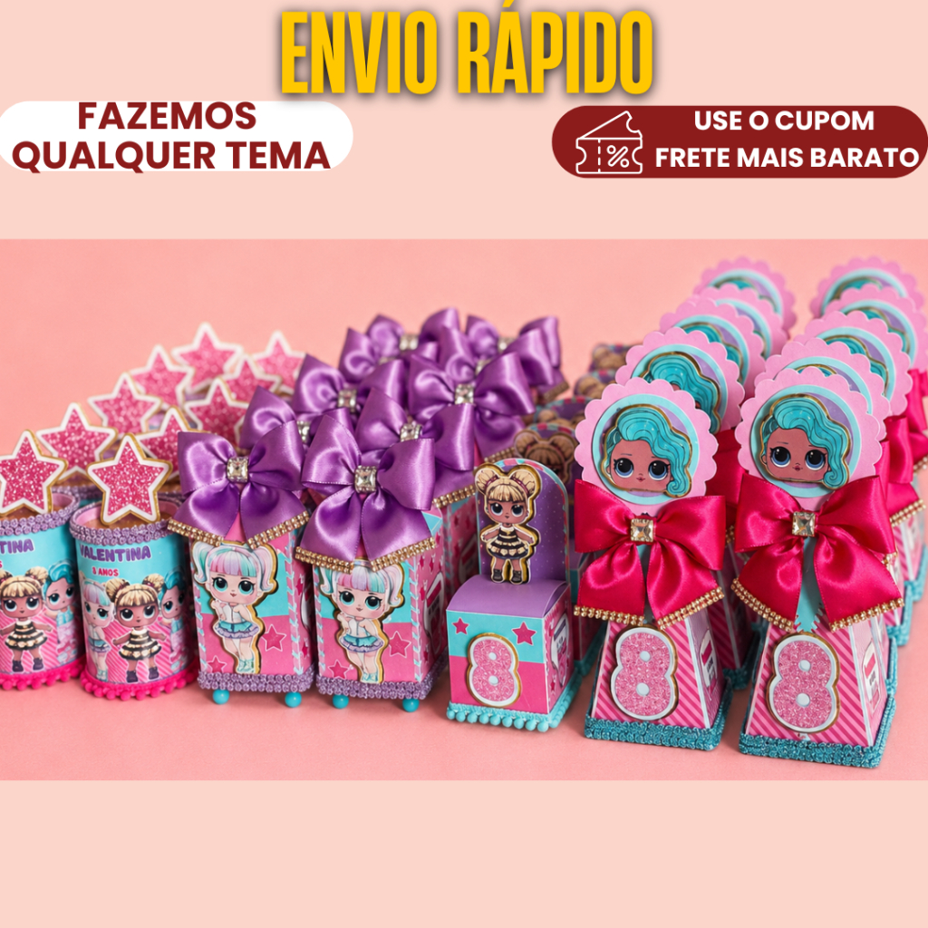 Lembrancinha Personalizada Kit Luxo LoL Surprise |MONTADO, C/ LAÇO  E COM TAG 3D/ Caixinha para aniversário festa