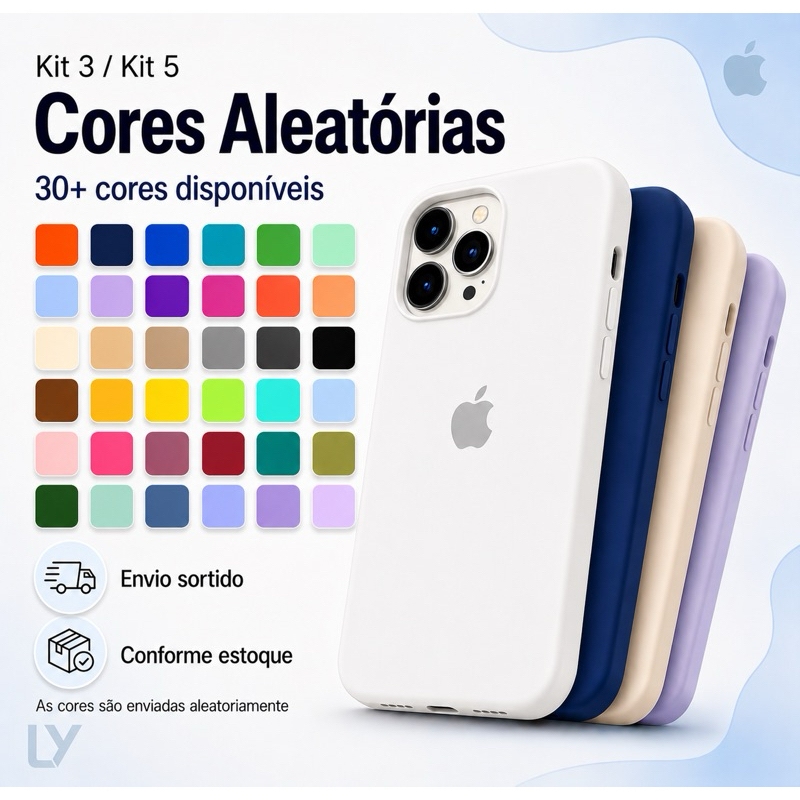 Kit 5 ou 3 Capinhas iPhone Cores Sortidas | Mais Vendidas cores surtidas
