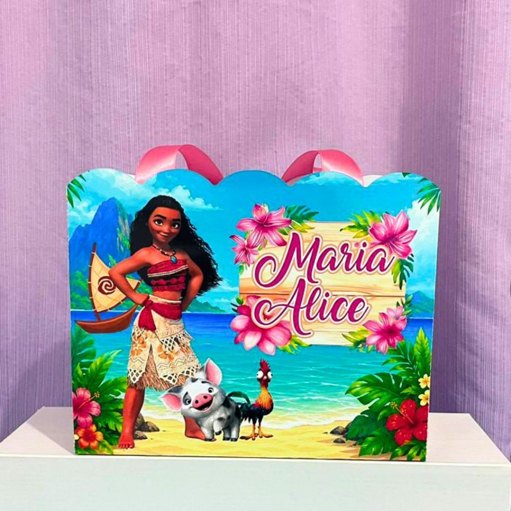 Sacolinha para lembrancinha personalizada Moana. Sacolinha para festa de aniversário infantil Moana.