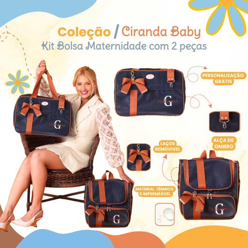 Kit maternidade Personalizado 2 peças menino | Coleção Ciranda dos Sonhos