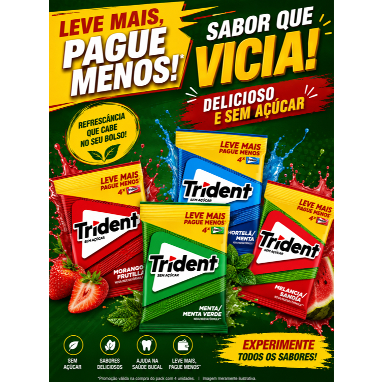 Trident Chiclete Sabores 1 pcts 32g