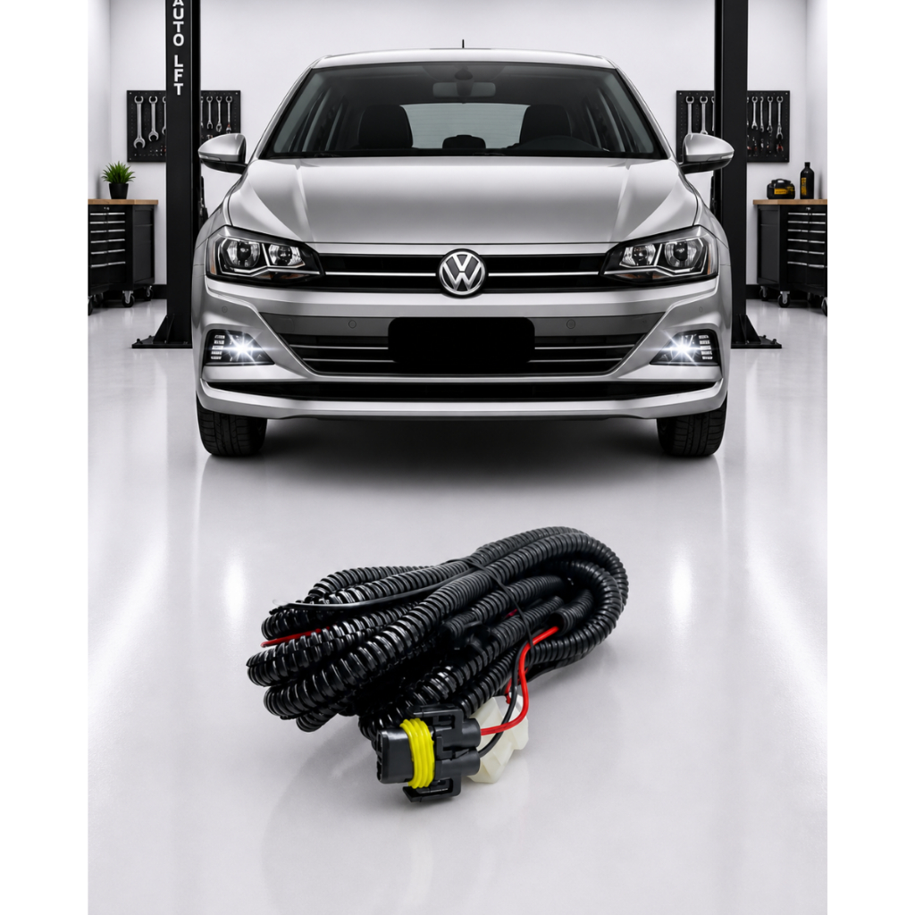 Chicote Completo Farol de Milha Polo 2018 até 2024 Conector H11