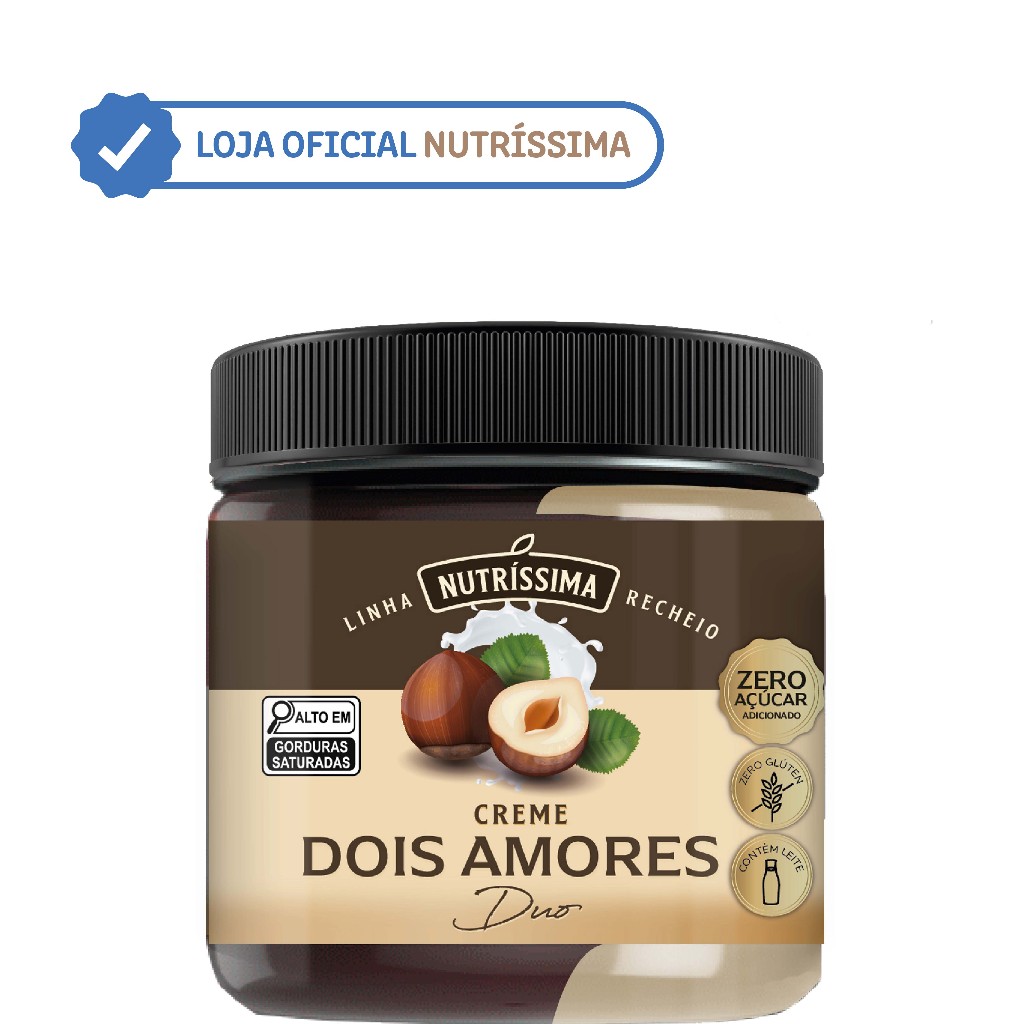Creme Ganache Dois Amores avelã com chocolate branco sem açúcar 450g - Nutríssima