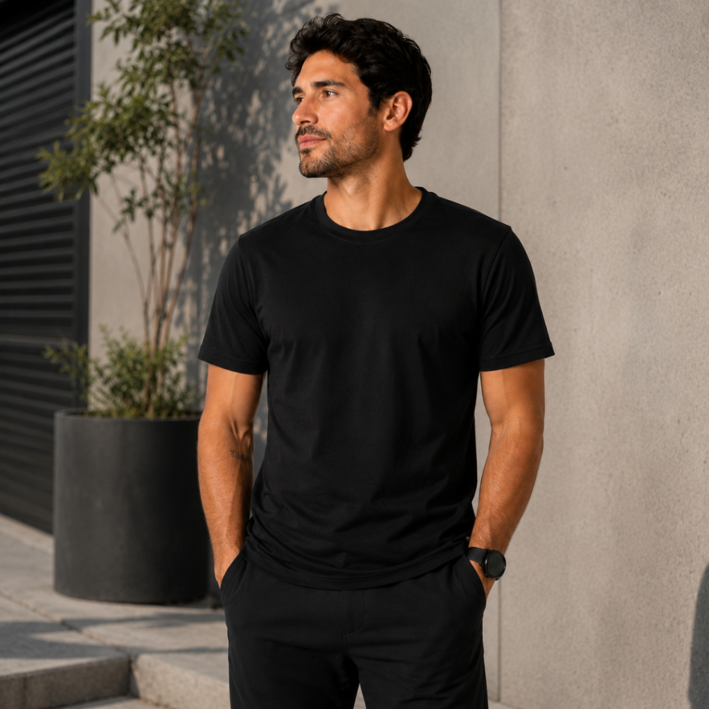 Kit 5 T-Shirt Camisa Lisa Masculina Malha Peruana 96% Algodão 4% Elastano Camiseta Básica P ao GG