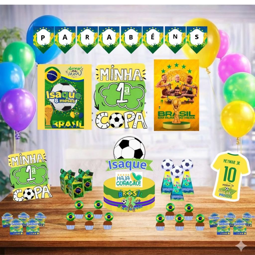 Kit Só Um Bolinho Mesversário - Minha 1ª Copa -Copa do Mundo 2026 /Decoração Festa Infantil Personalizada