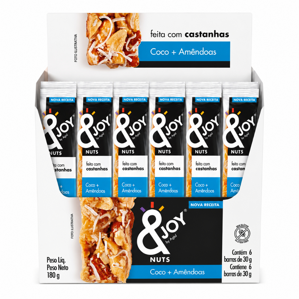 6 Un Barra De Cereal Joy Mixed Nuts Coco Amêndoa Agtal 30g Cx