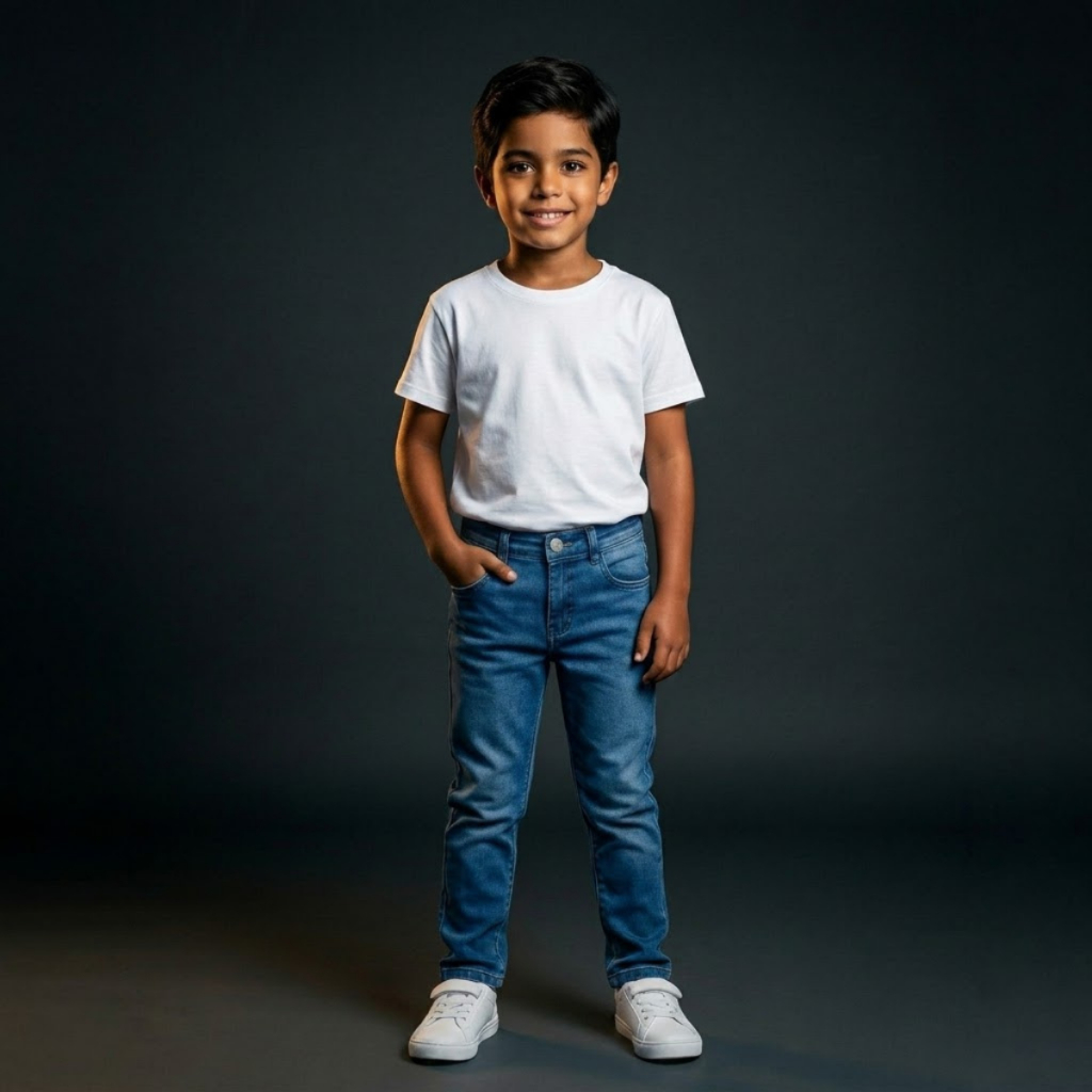 Calça Jeans Infantil Menino Slim Skinny Sarja Algodão Cintura Ajustável Escola Passeio 4 ao 16 Anos