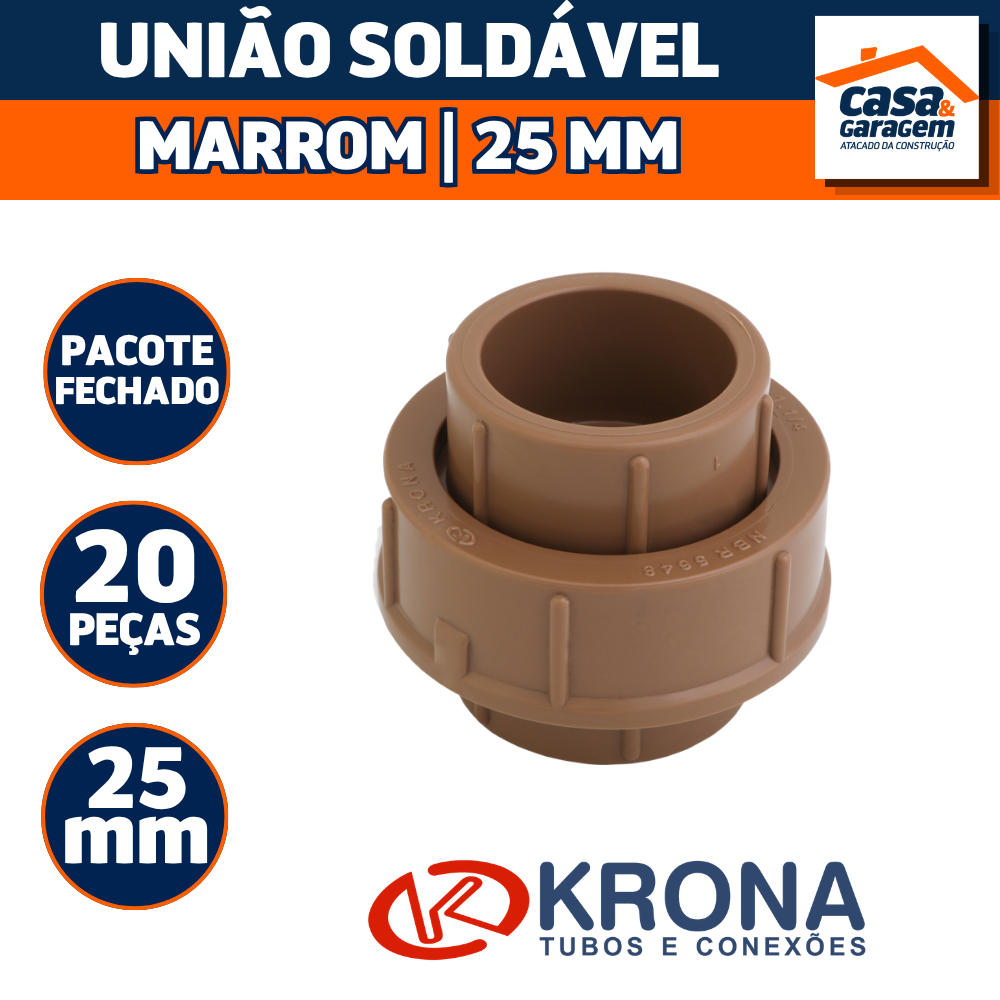 Kit Com 20 União Soldável 25mm Conexão Hidráulica 475 Krona