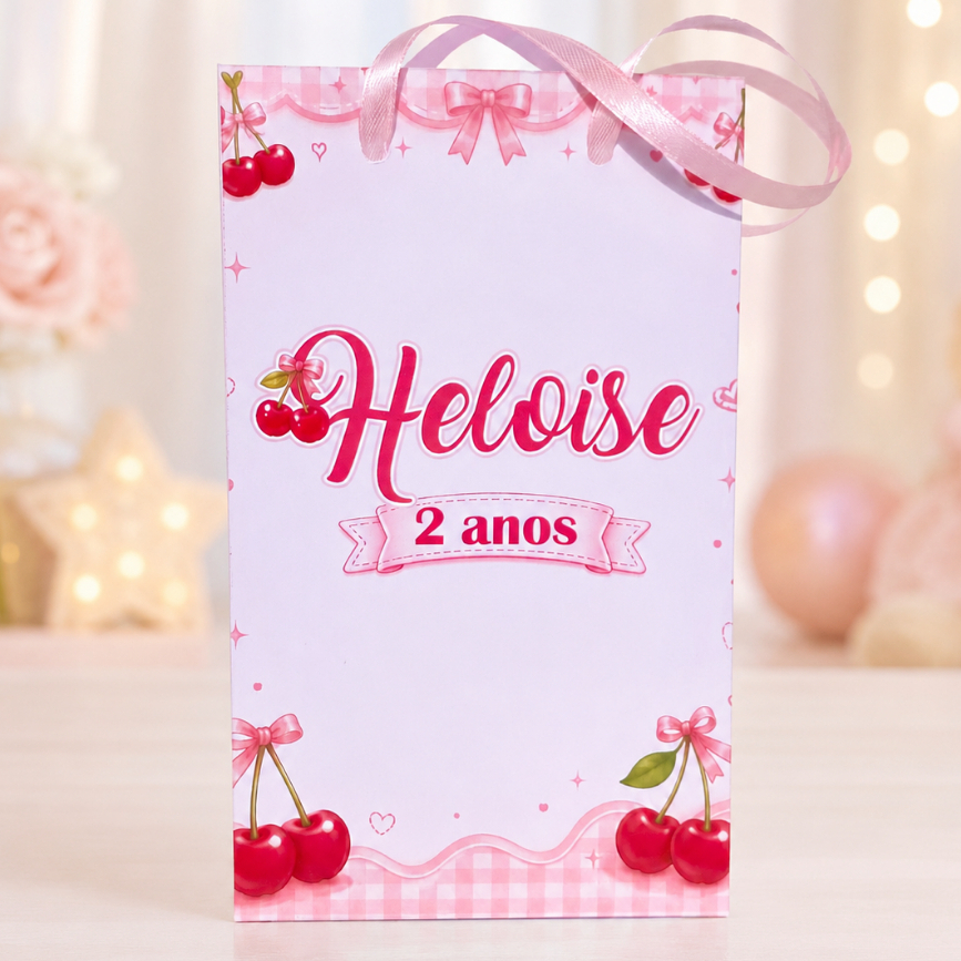 Kit Sacolinha Surpresa Personalizada Cerejinha Lembrancinha Festa Infantil Aniversário