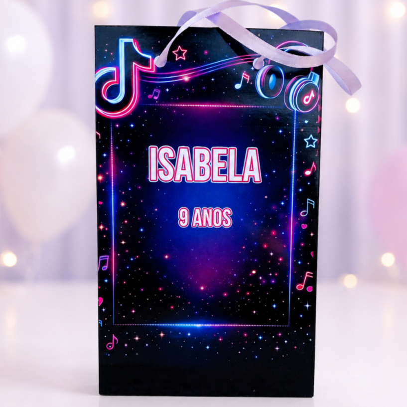 Sacolinha Personalizada TikTok Neon | Kit 10 a 40 | Lembrancinha Festa Aniversário Infantil