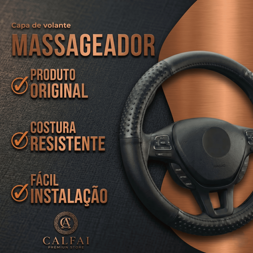 Capa Volante Para Mercedes 710 43 Cm Com Sistema Massageador Preto — imagem 2 de 2