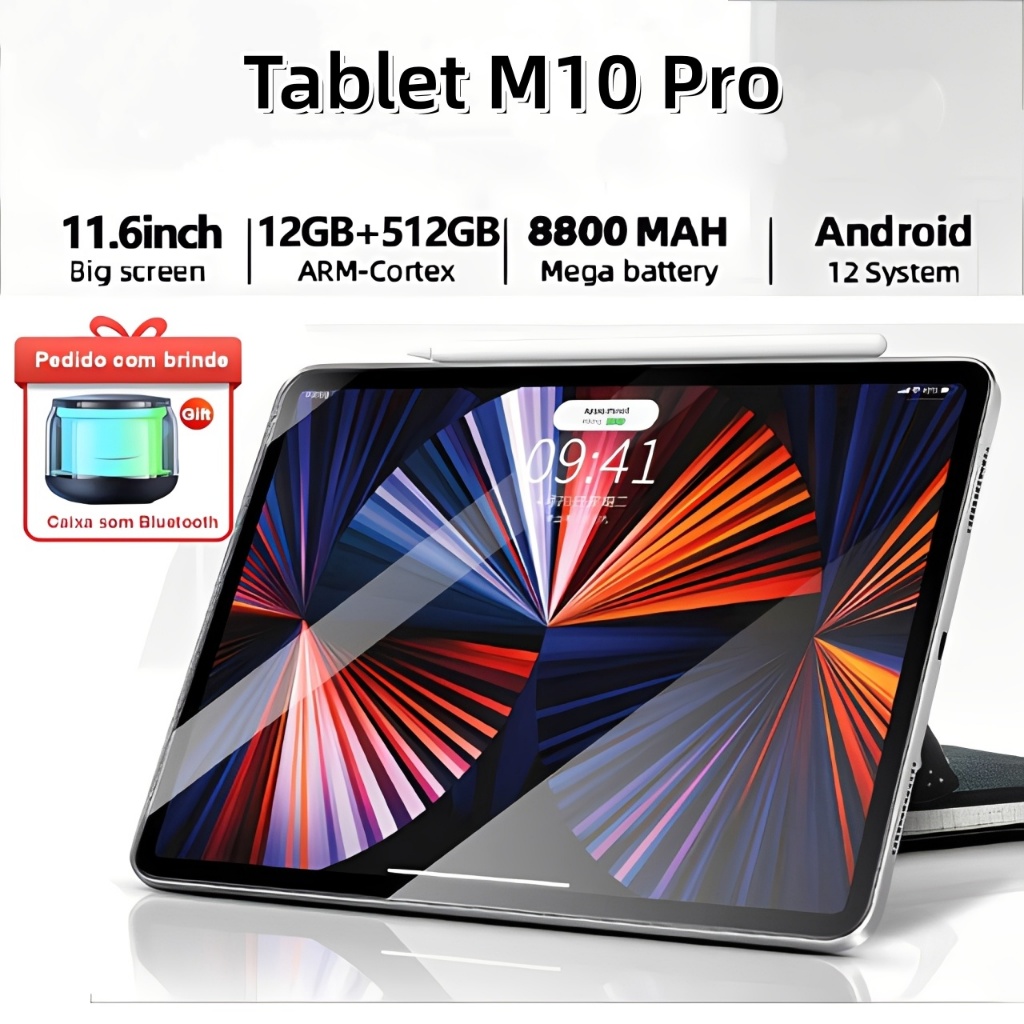 【Teclado e mouse grátis】Tablet  M10 Pro 11,6 polegadas, 12 GB + 512 GB, bateria de 8.800 mAh, 5G e Wi-Fi, parcela
