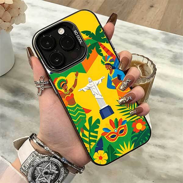 Capinha Brasil Típico com Cristo Redentor e Carnaval para Samsung A14 A54 S24 Ultra Samsung S20FE A32 S21FE A55 A72