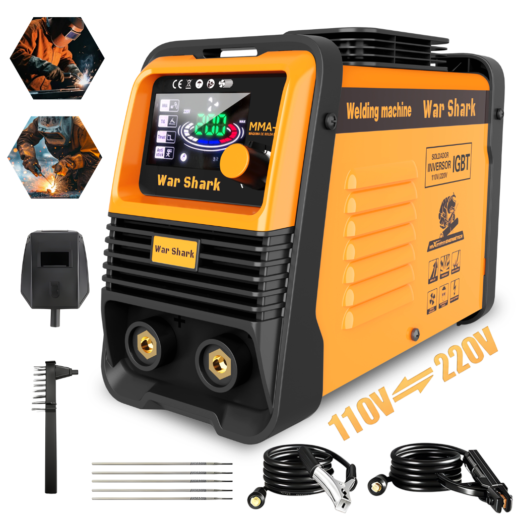 Máquina de Solda Profissional  IGBT Portátil MMA+TIG 200A 110V-220V  WAR SHARK