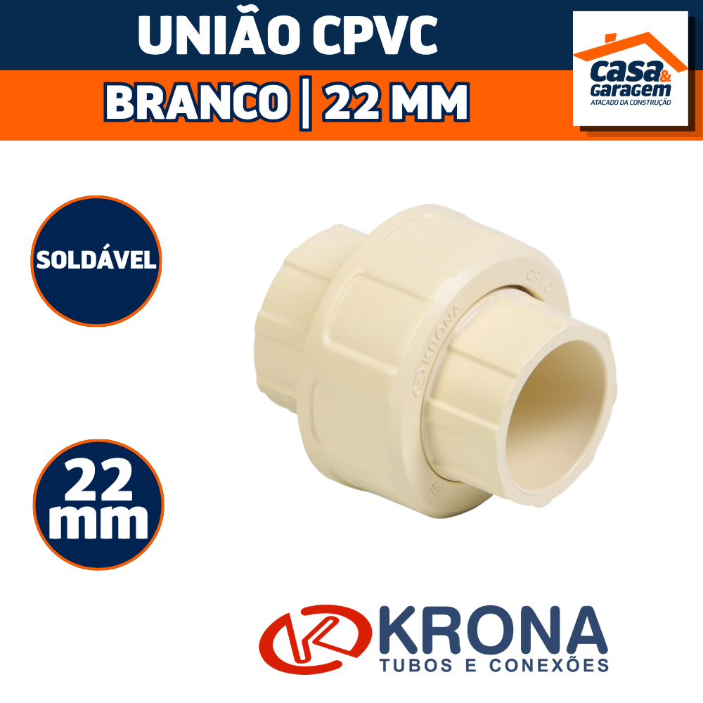 União Cpvc 22Mm Ultraterm Conexão Hidráulica Água Quente 1380 Krona