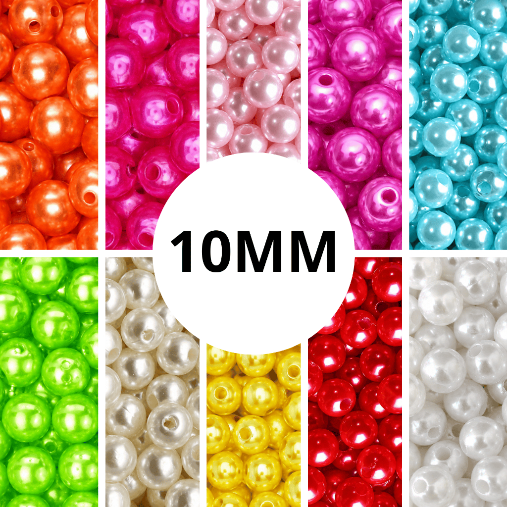Pérola ABS 10MM com Furo Passante Terço Pulseiras e Colares Asas da Fé