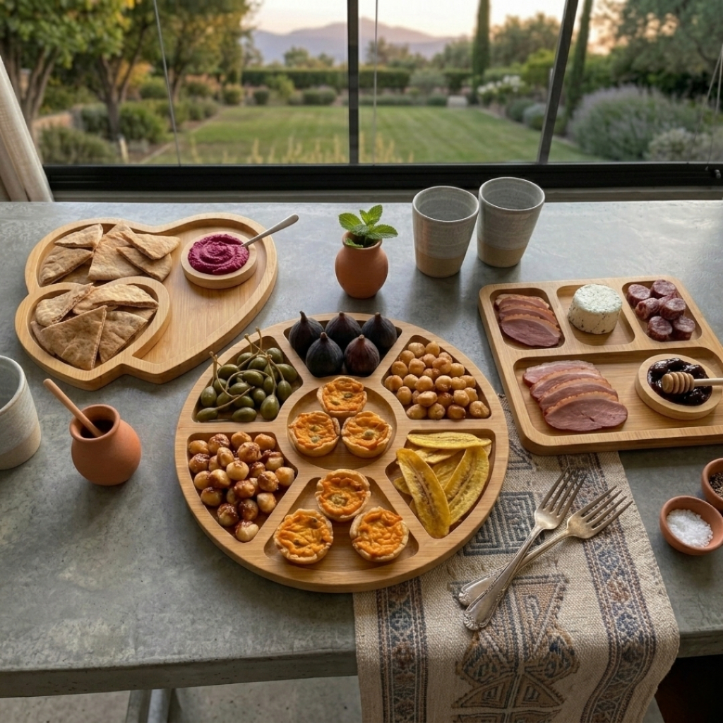 Tábua Petisqueira Bandeja Com Divisórias P/ Frios Petiscos Gourmet Aperitivo Em Madeira