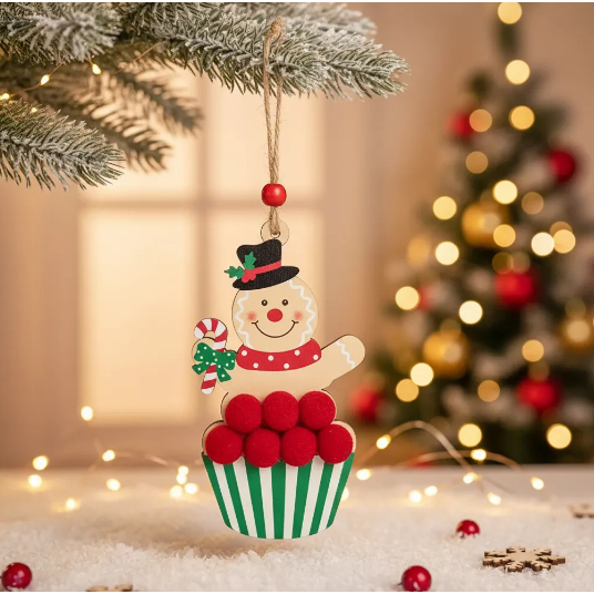 Enfeite Pendurar Arvore Natal Cupcake Boneco Biscoito Ginger