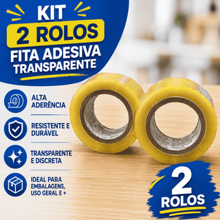 Kit Econômico 2 Rolos Fita Transparente 500M Uso Profissional