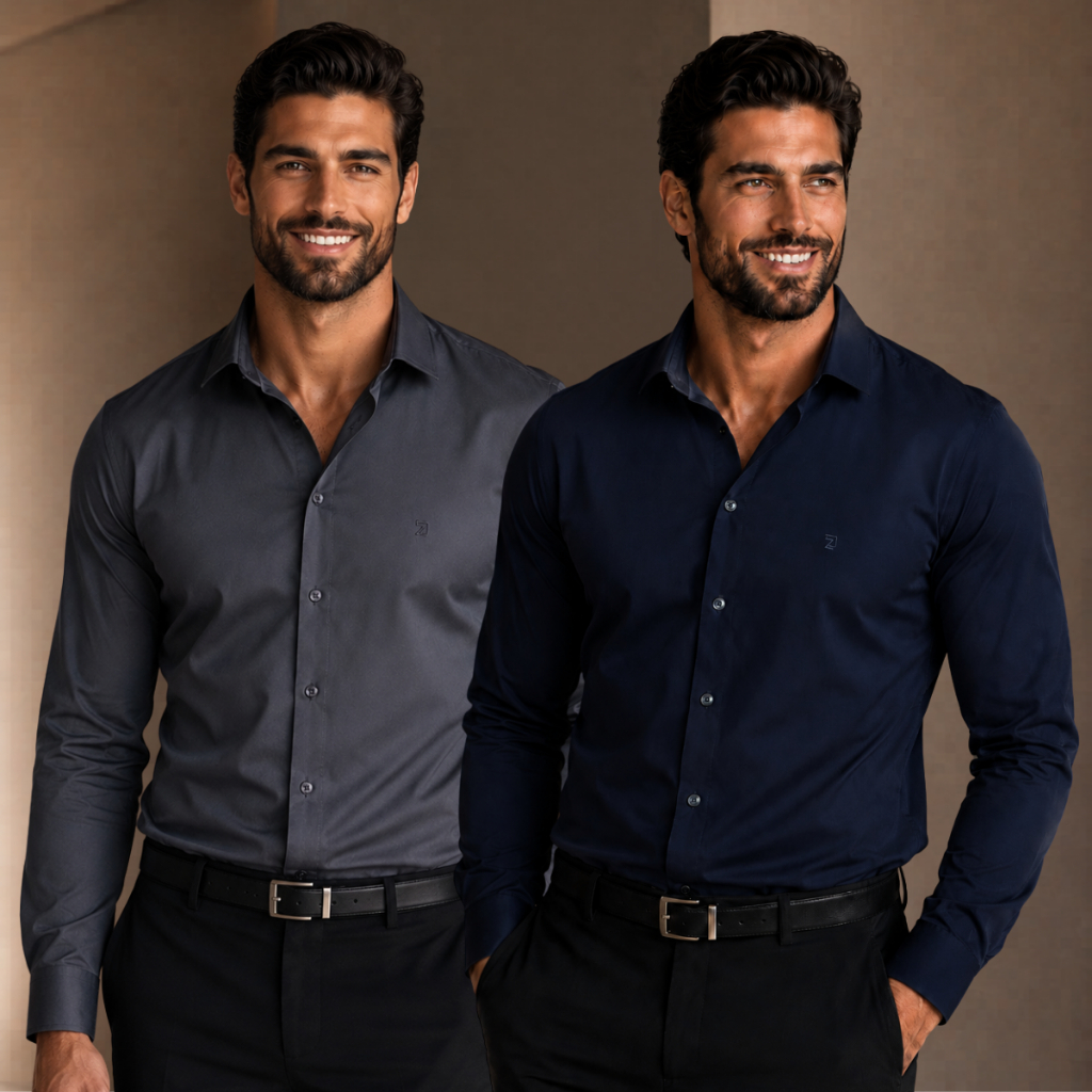 Kit 2 Camisa Masculina Social Spandex