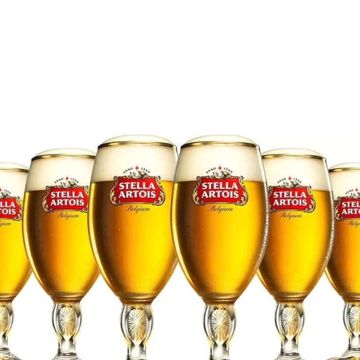 Jogo/Conjunto c 06 Taças Cerveja Stella Artois -  Licenciado Ambev  - 250ml  -  Vidro Borda Dourada