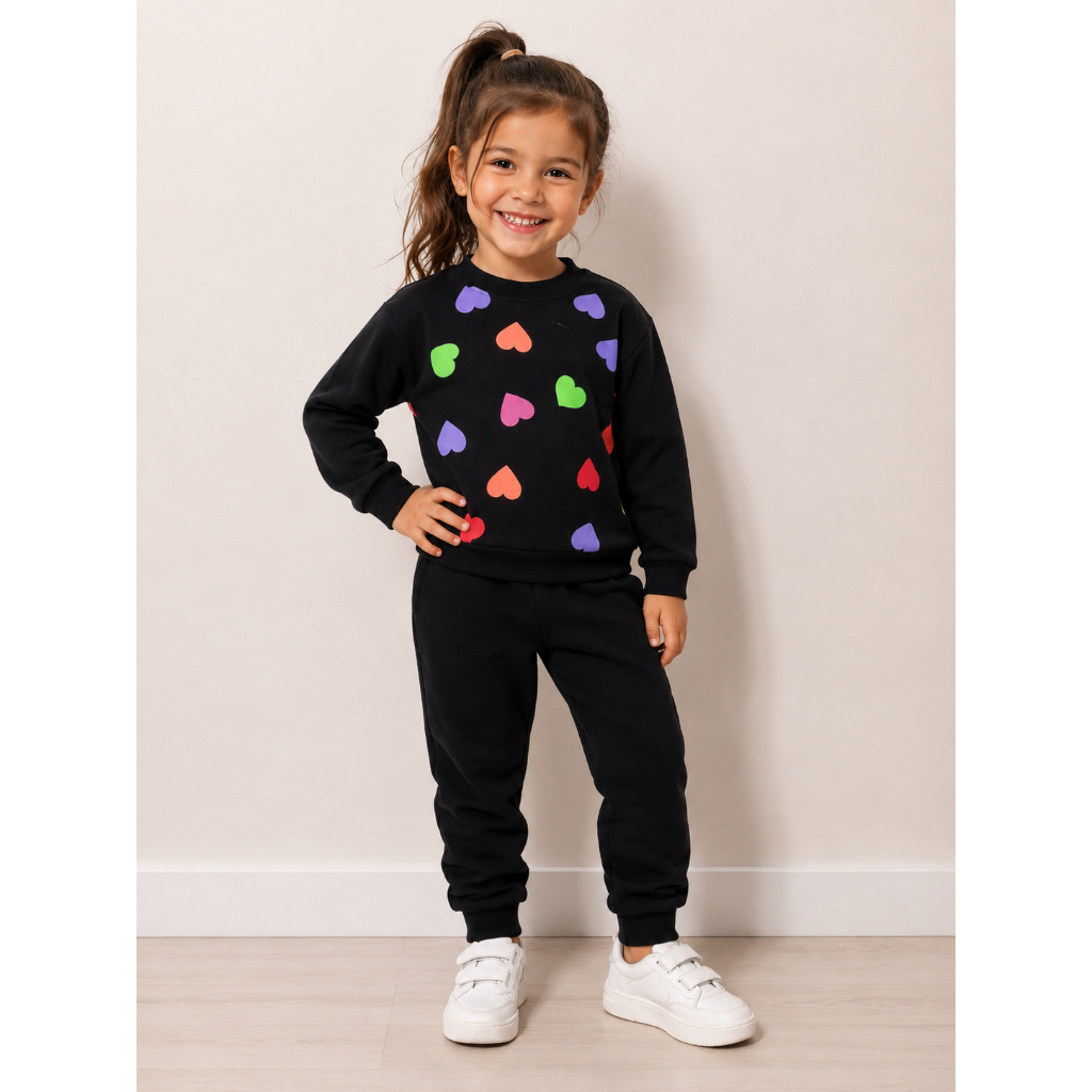 Conjunto Infantil Moletom Flanelado Estampado Quentinho Confortável Inverno Menina Despojada Moderna