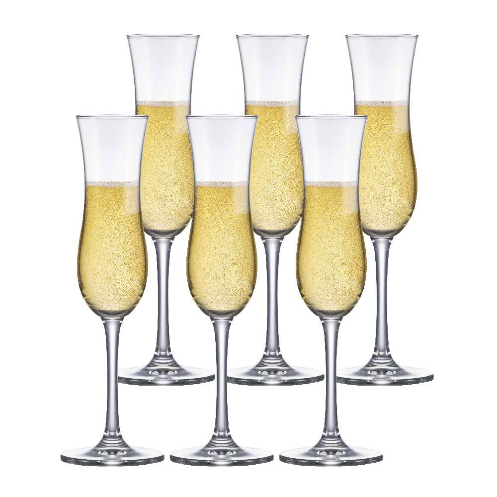 Jogo 6 Taças de Cristal Grappa Champanhe 90ml, Taças de Cristal Champanhe - Ruvolo