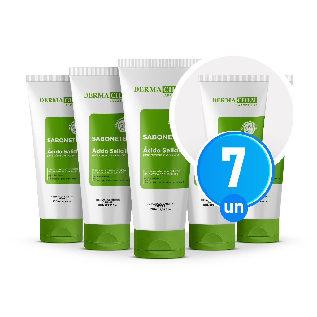 Kit 7 Sabonete Ácido Salicílico Pele Oleosa 100ml Dermachem