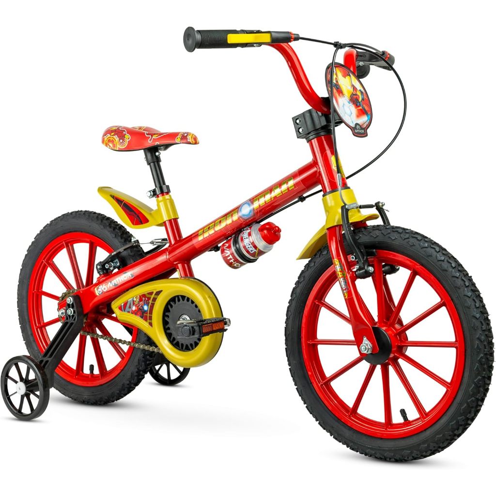 Bicicleta Aro 16 Infantil com Rodinhas e Garrafinha Temática Bicicletinha de Passeio Regulável Nathor