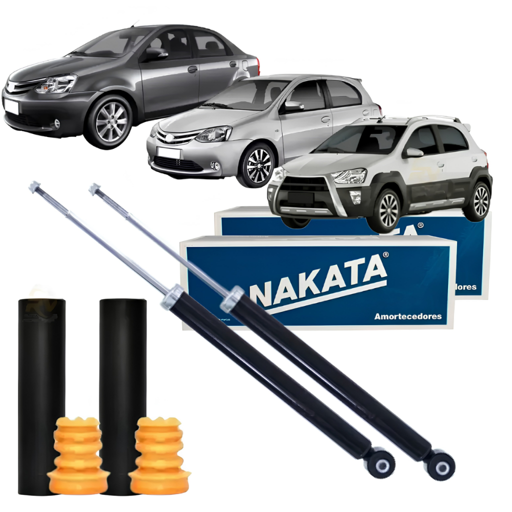 Par Amortecedor Traseiro Nakata + Kit Etios 2012 2013 2014 2015 A 2020 Cross 2013 2014 2015 A 2020